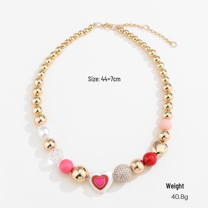 Kenjie Spring Beaded Necklace & Heart Pearl Bracelet Set for Women - European & American Fashion.