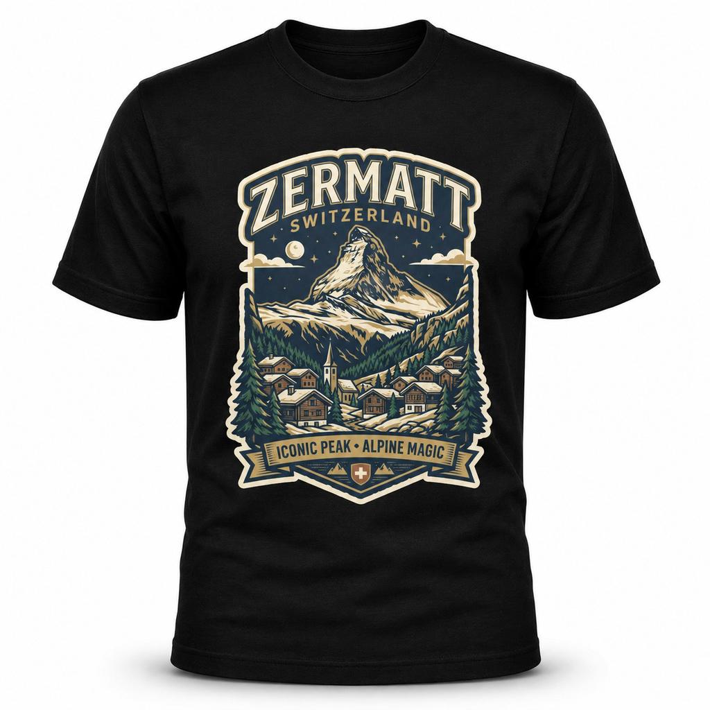 Zermatt Switzerland Matterhorn Graphic T-Shirt Unisex Travel Tee