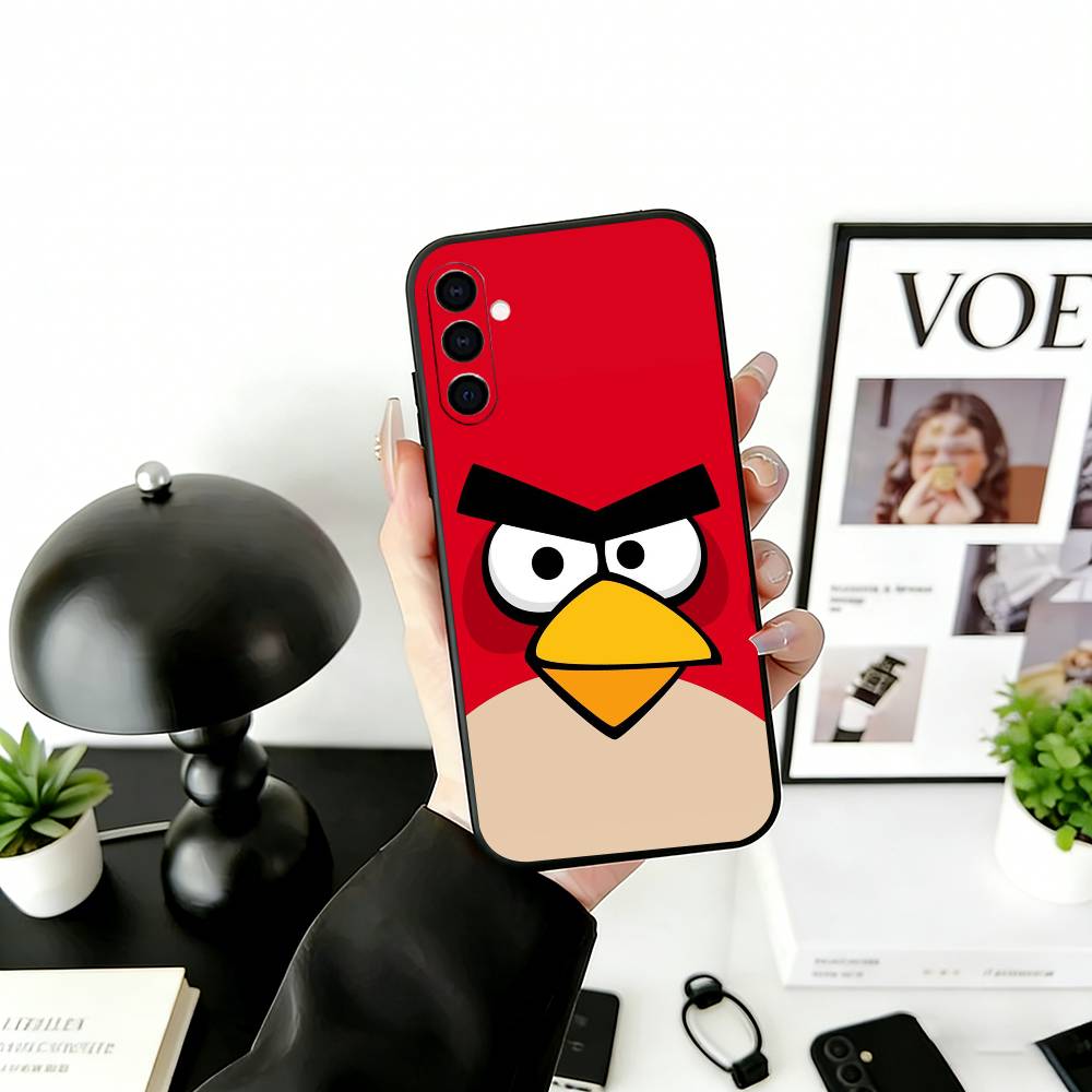 Funny Cartoon A-Angry B-Birds Phone Case Black Silicone Soft For Samsung Galaxy A73,A72,A71,A70,A53,A52,A51