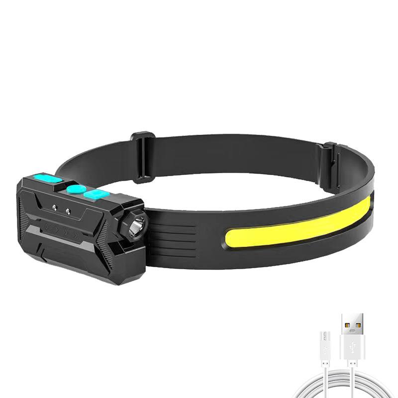 Strong LED Induction Headlight COB Floodlight USB Charging Head Ultra Bright Work Light Outdoor Fishing Exploration Flashlight