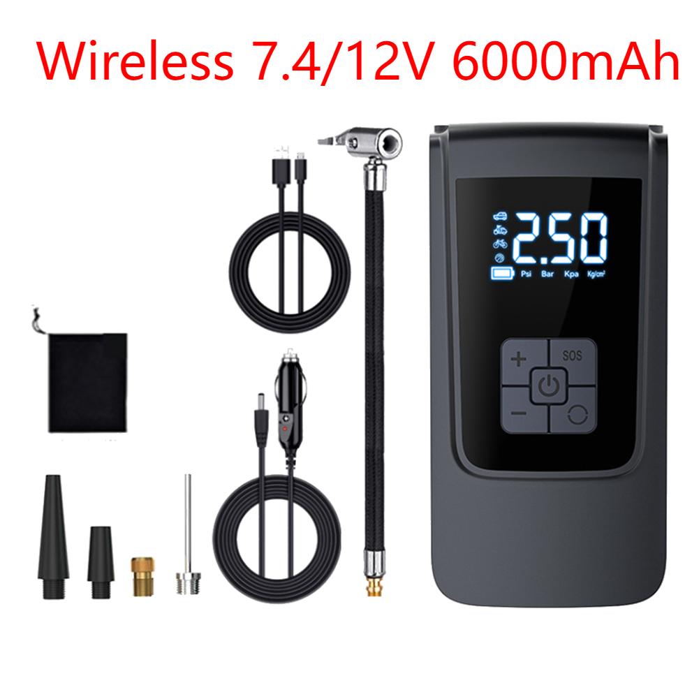 7.4/12V Car Tire Inflator LED Light Smart Air Compressor Mini Tire Pump Electric Inflator Pump for Vehicle Truck Motorbike Balls