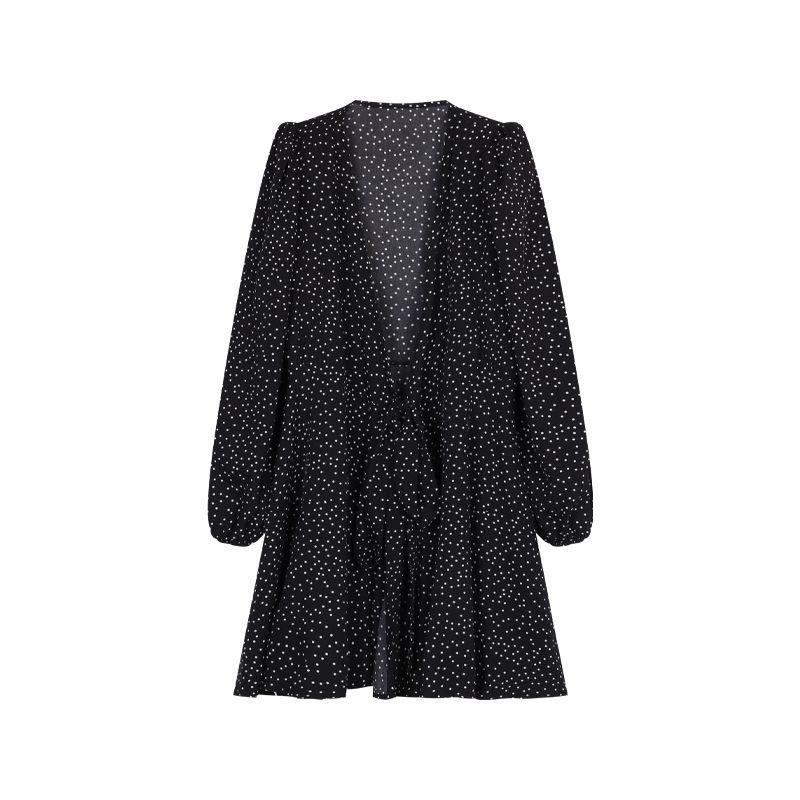 

Women s Gentle Seaside Vacation Style Tea Break Polka Dot Skirt Dress M