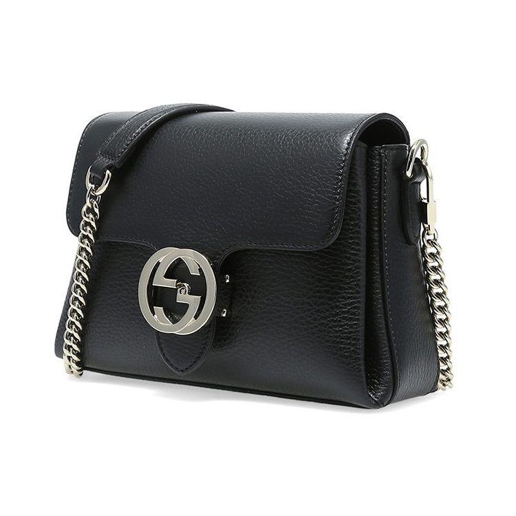 Gucci Double G Buckle Chain Litchi Grain Leather Messenger Accordion Shoulder Crossbody Mini Bag Women bags Black 607720-CAO0G-1000
