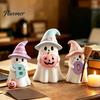 Niedliche Halloween-Eingangsdekoration 3 Stück Rosa Geisterfiguren, Gruselige Harz-Schreibtischdekoration mit Kürbis kleinen Dekorationen BOO-Buchstaben, Süßes Tischornament