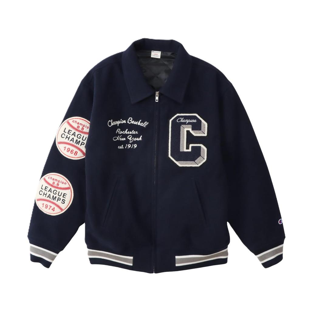 Champion Long Sleeve Graphic Logo Embroidered Award Men's Jacket, Navy, C3-C611
