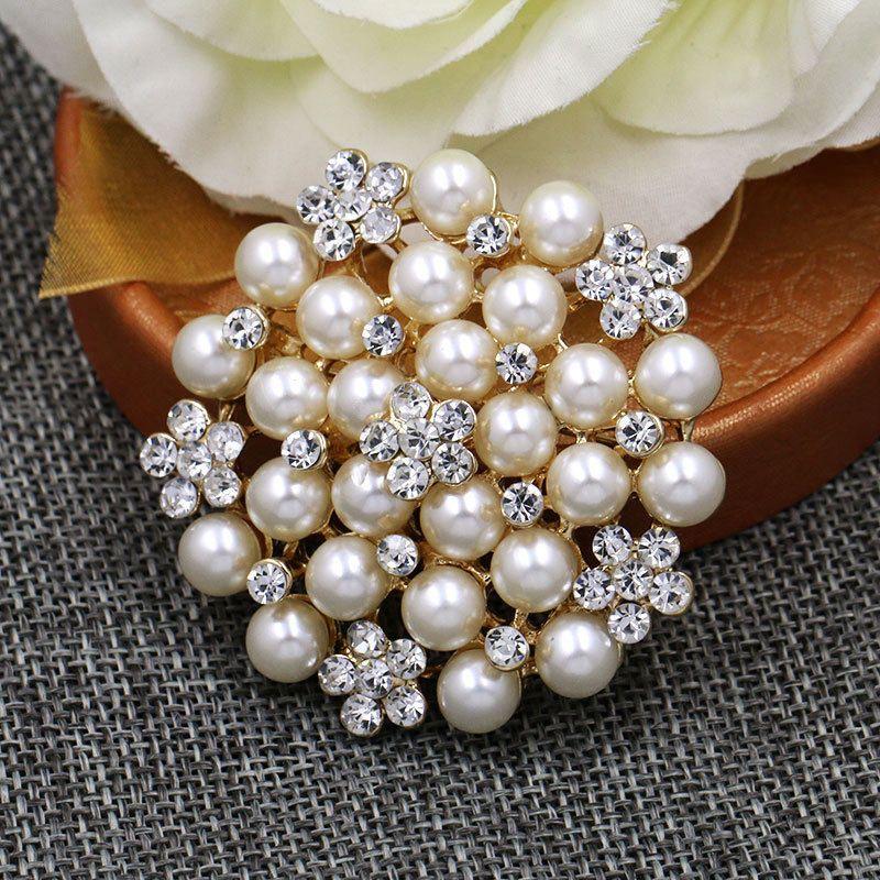SUNFLOWER Pearl Brooch Pin File Rhinestone Wedding Dress Collar Pin Fashion Fashion Costume Accessories