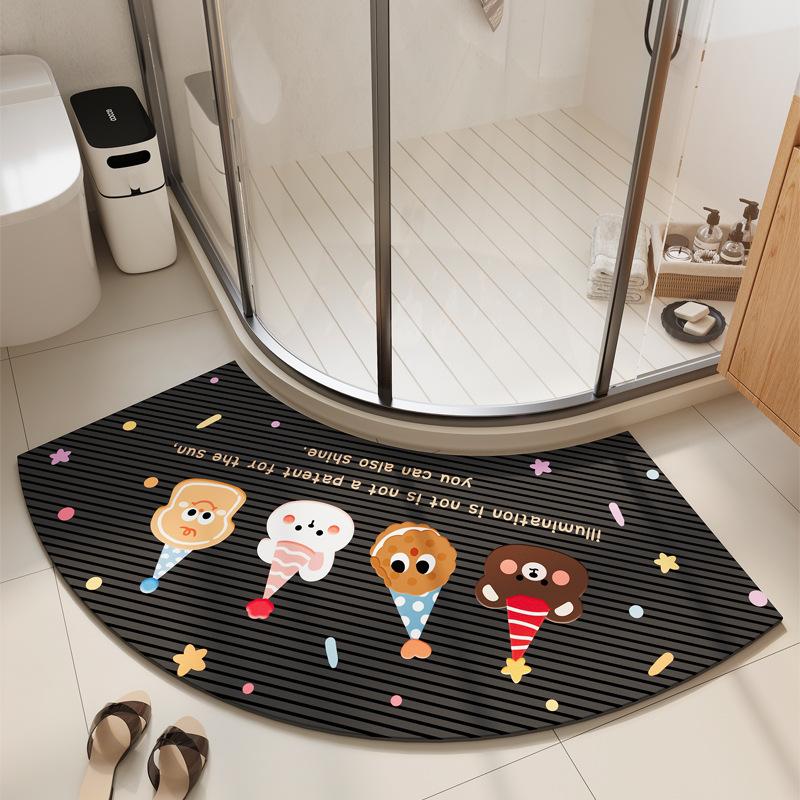 Diatom Mud Floor Mat Household Water Absorption Quick-drying Foot Mat Cartoon Puppy Bathroom Floor Mat Curved Bathroom Anti-slip Mat