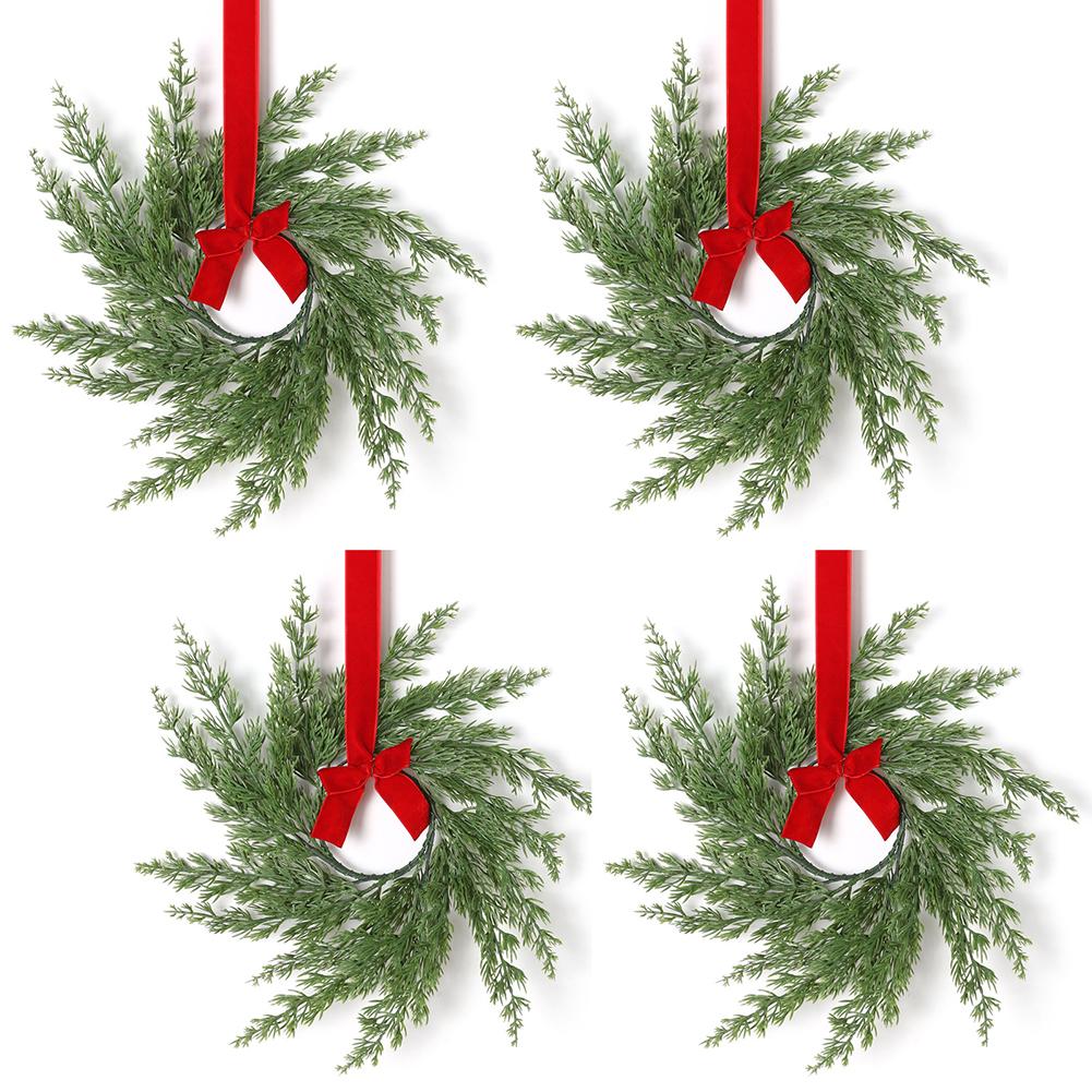 

Small Christmas Wreaths With Red Berries & Buffalo Plaid Bow DIY Wreath Crafts Christmas Tree Fireplace Staircase Hanging Decor