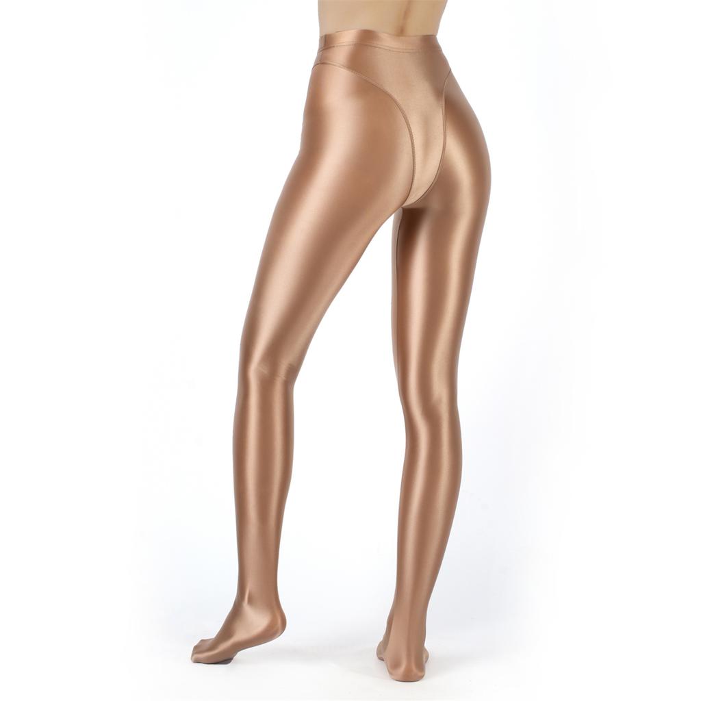 Dames Metalliske Falske Todelte Tights Høy Midje Yoga Fitness Leggings