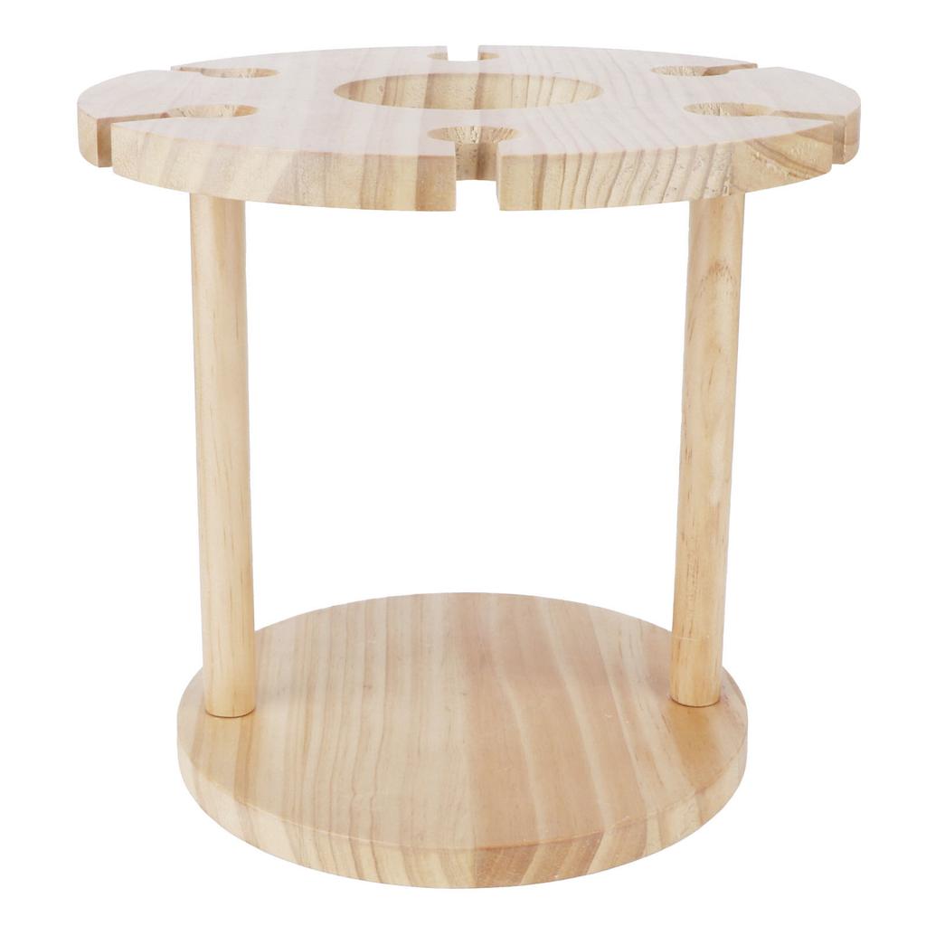 Wooden Wine Rack Glass Cup Holder Organizer Tabletop Display for 6 Glass and 1 Wine Bottle