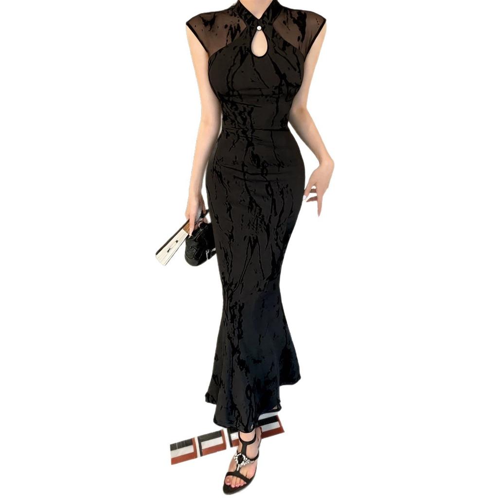 New Chinese-style Improved Cheongsam Dress for Women's Summer New High-end Temperament Slim-fitting Sexy Hip-wrapped Dress
