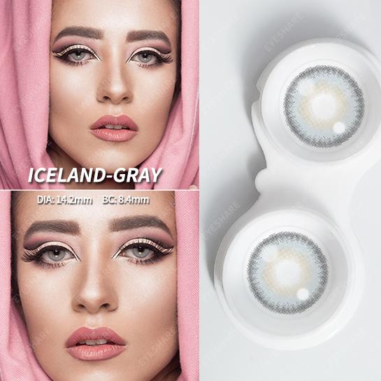 EYASHARE 1 Paar mehrfarbige Kontaktlinsen ICELAND farbige Jahreskontaktlinsen grüne Farblinsen