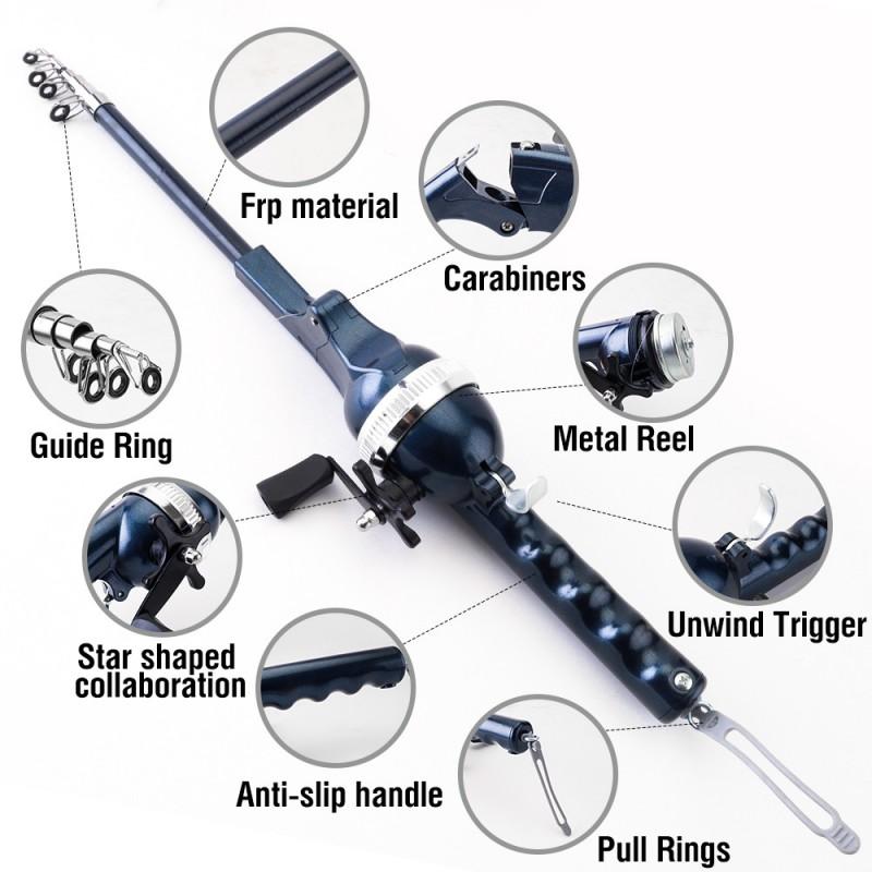 Foldable Portable Spinning Fishing Rod Combo Mini Travel Surf Casting Saltwater Freshwater