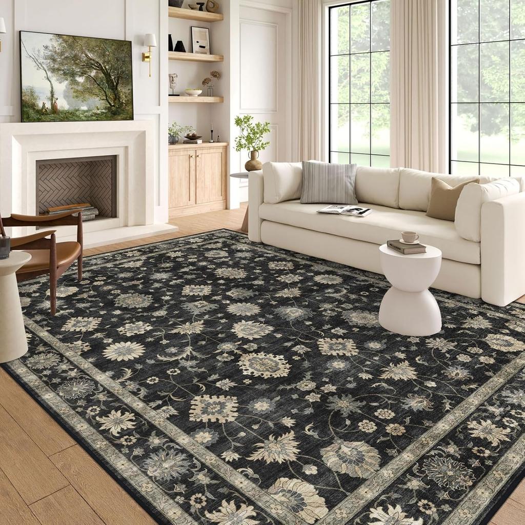 Living Room Carpet Bedroom Bedside Sofa Floor Mat High Density Loop Pile Mats Big Area Carpets Floral Style Home Decoration Rug
