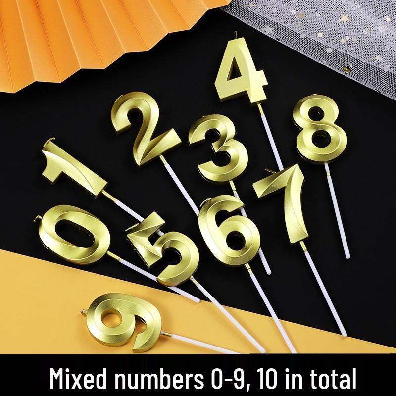 Gold Number Birthday Candles - Cartoon Cake Decorations for Kids' Parties