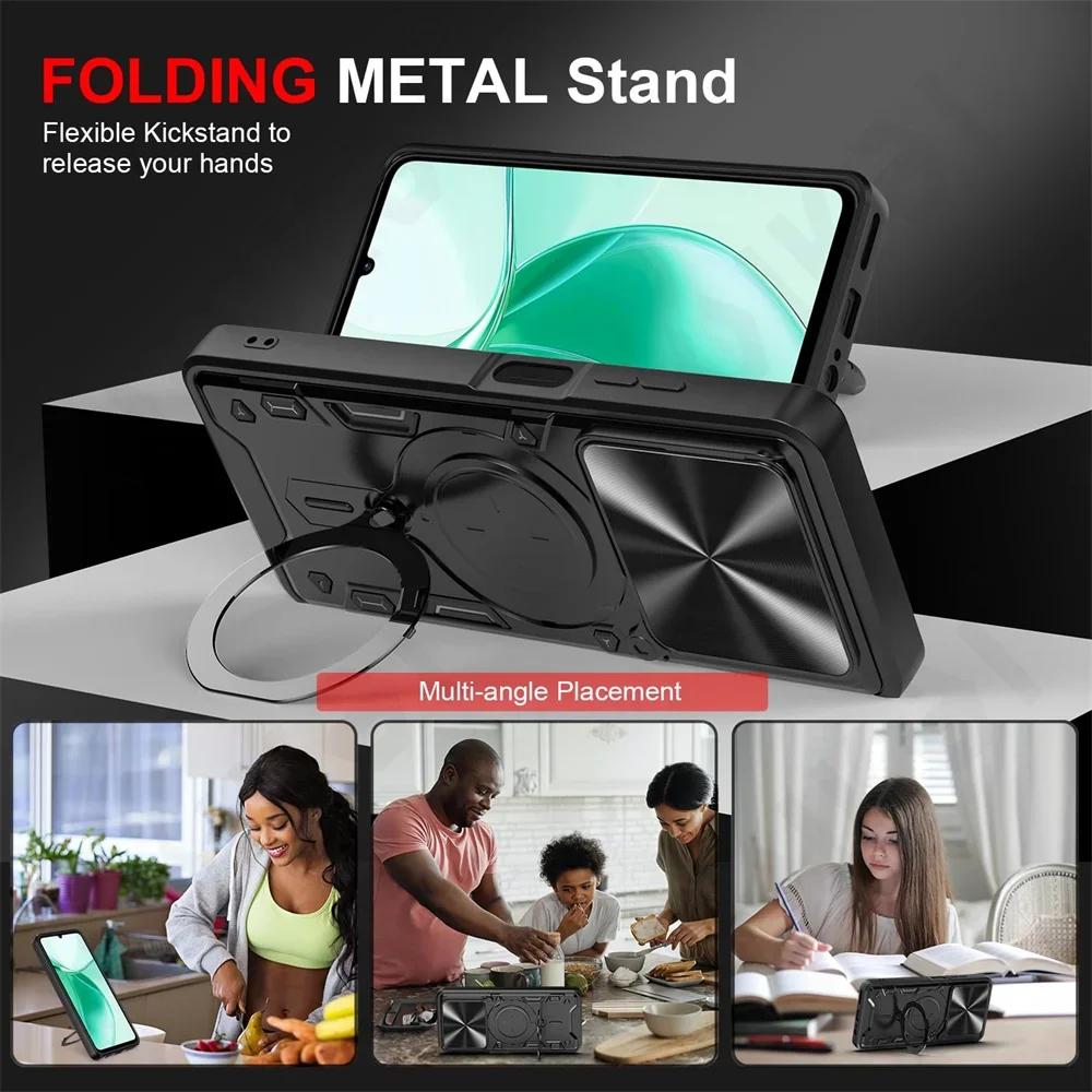 Case For Motorola Moto Edge 60 50 Pro Fusion 40 30 Neo Pro G15 G84 G54 Magnetic Rota Camera Slide Protector Ring 360 Stand Cover