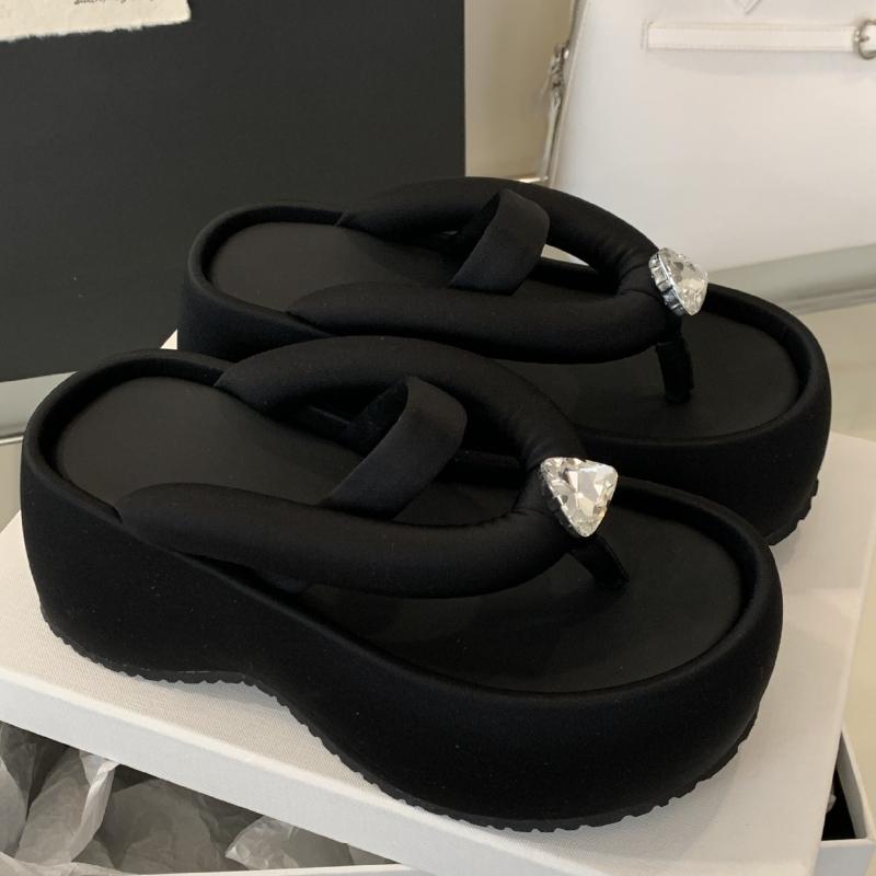 

Blue Denim Crystal Clip Toe Slippers Women Back Strap Comfort Platform Sandals Summer Casual Flip Flops Anti Slip Beach Shoes 39 чёрный