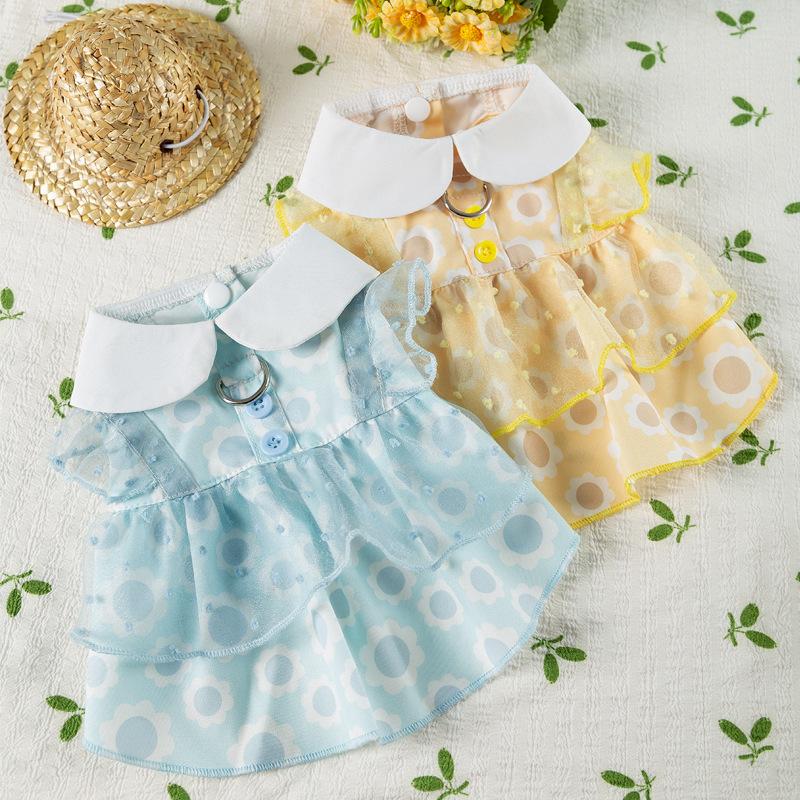 

New dog dress spring summer dog lace polka dot dress medium and small dog teddy pet clothes XL (recommended weight 11-7.5 kg)