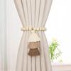 2Pcs Bohemian Curtain Clasp Wooden Bead Magnet Curtain Tie Backs With Tassel For Bedroom And Living Room Home Decoration