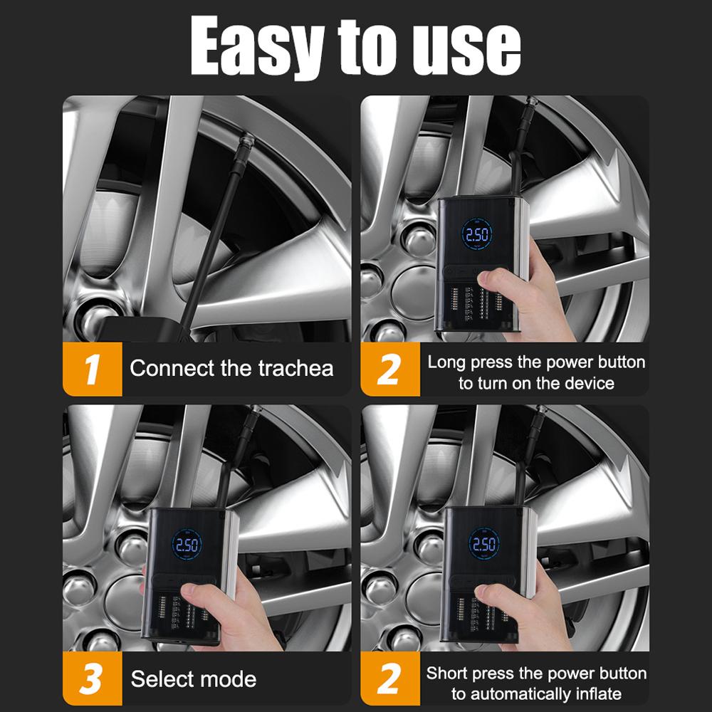 Tire Gases Machines LED SOS Light Portable Car Air Pump Wireless Intelligent Digital Display Tire Inflator Pump Car Air Compressor Electric