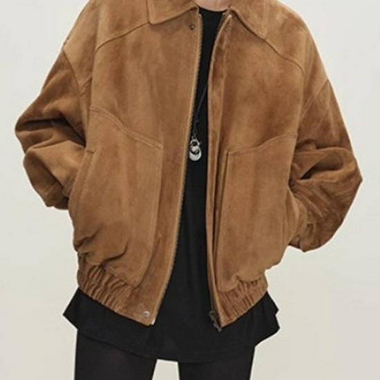 

2025 Autumn Women s Lambskin Jacket - Retro Brown Suede Coat Large коричневий