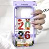 Capa de Celular Moda Ano Novo 2026 Para iPhone 17 Pro Max 16 15 14 13 12 11 XS 8 7Plus Calendário Rosa Roxo Transparente Capa Dura Fundas