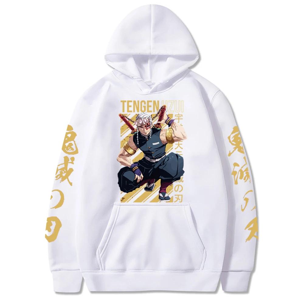 

Японське Аніме Demon Slayer Худі Круті Мультяшні Графіки Хлопчика, що Посміхається Тенген Узуй Чоловічі Толстовки з Довгим Рукавом Хараджуку Зимові Світшоти XL білий