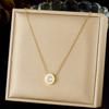 Gold Chain Necklace with Single Bezel-set Crystal Pendant for Women
