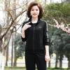 Women's Spring/Fall Casual Sportswear Set: Loose Fit Long-Sleeve Jacket & Sweatshirt, Plus Size, 2-Piece for Middle-Aged & Elderly