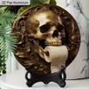 2D Flat Aluminum Gothic Black Skull Bathroom Sign Metal Wall Decor, Guest Bathroom Hanging Sign Decor Farmhouse Wall Decoration Sign for Toilet