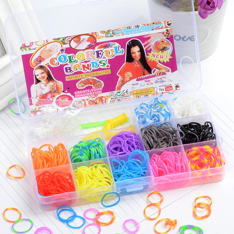 Stav na gumičky Rainbow pro děti - DIY náramek hračka s 28, 32 mřížkami
