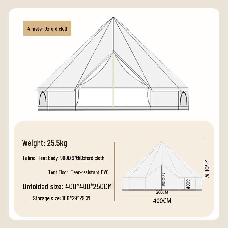 Double Outdoor Yurt Tent: Sunshade Canopy, All-Weather Camping Tent, Full Set for Overnight Use