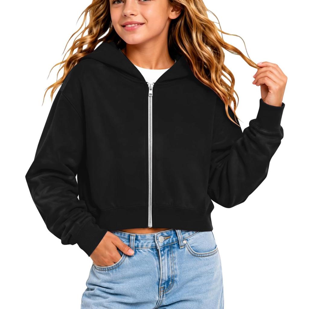 Kinder Farbiger Cropped Hoodie Lässige Jacke für Herbst Winter
