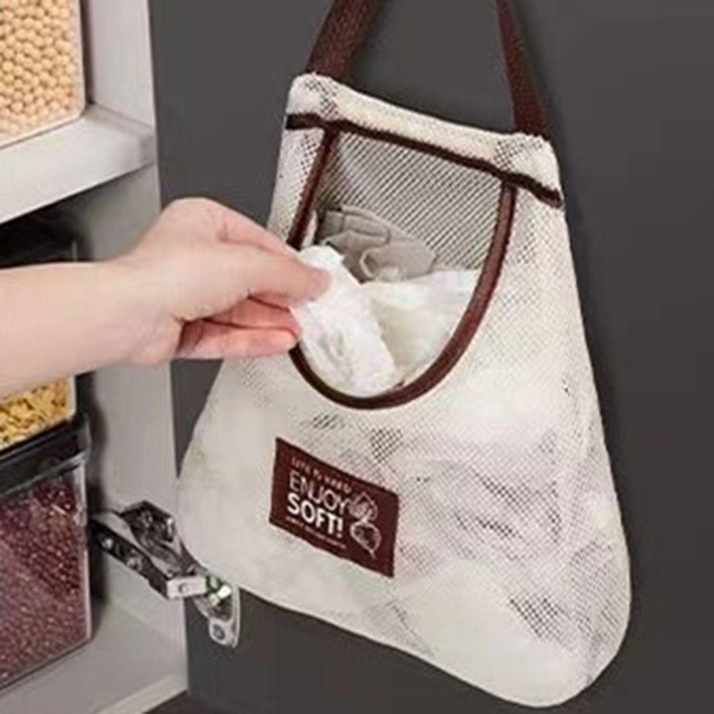 Hollow Vegetable Storage Bag Widen Handle Kitchen Mesh Bag Underwear Socks Hanging Bag  Home