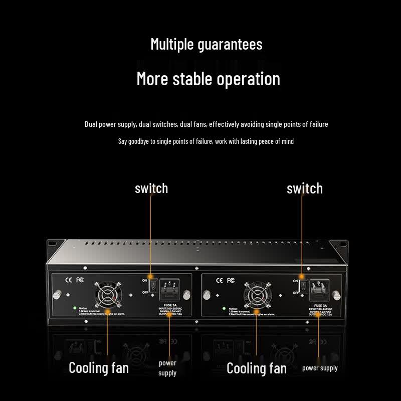 BIAZE 14-Slot 2U Fiber Optic Transceiver Rack with Dual Redundant Power