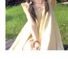 Yellow Fairy Flutter Sleeve Summer Dress for Girls - Slimming Mid-Length