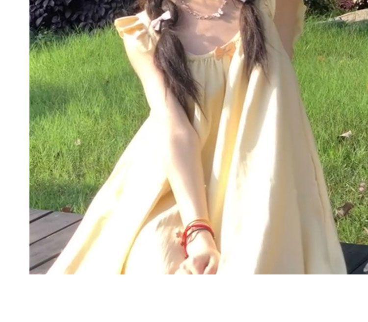 Yellow Fairy Flutter Sleeve Summer Dress for Girls - Slimming Mid-Length