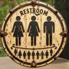 Vintage Bathroom Sign Pc Rustic Farmhouse Decor Beige Black Gender Symbols Retro Indoor Wall Art