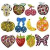 Shiny Gold Edged Embroidered Plaid Fruit Patch for Clothing Decoration