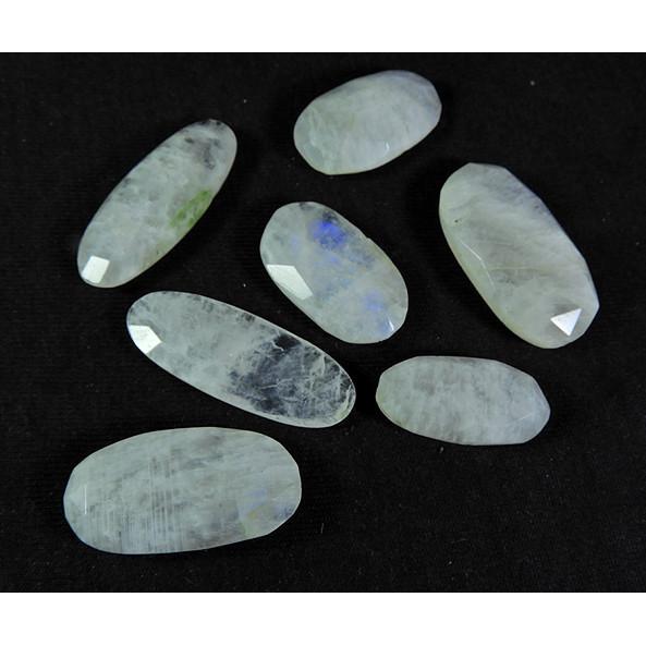 135Cts. Natural Rainbow Moonstone Briolette Cut Oval Gemstone 7 Pcs Lot RML-529