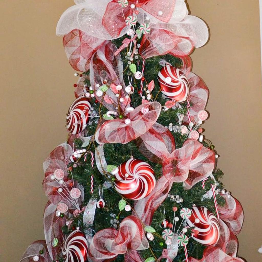 Christmas Mesh Tulle Roll Fabric Tree Pendant Merry Christmas Decor For Home 2025 Xmas Gifts DIY Craft Cristmas Navidad New Year
