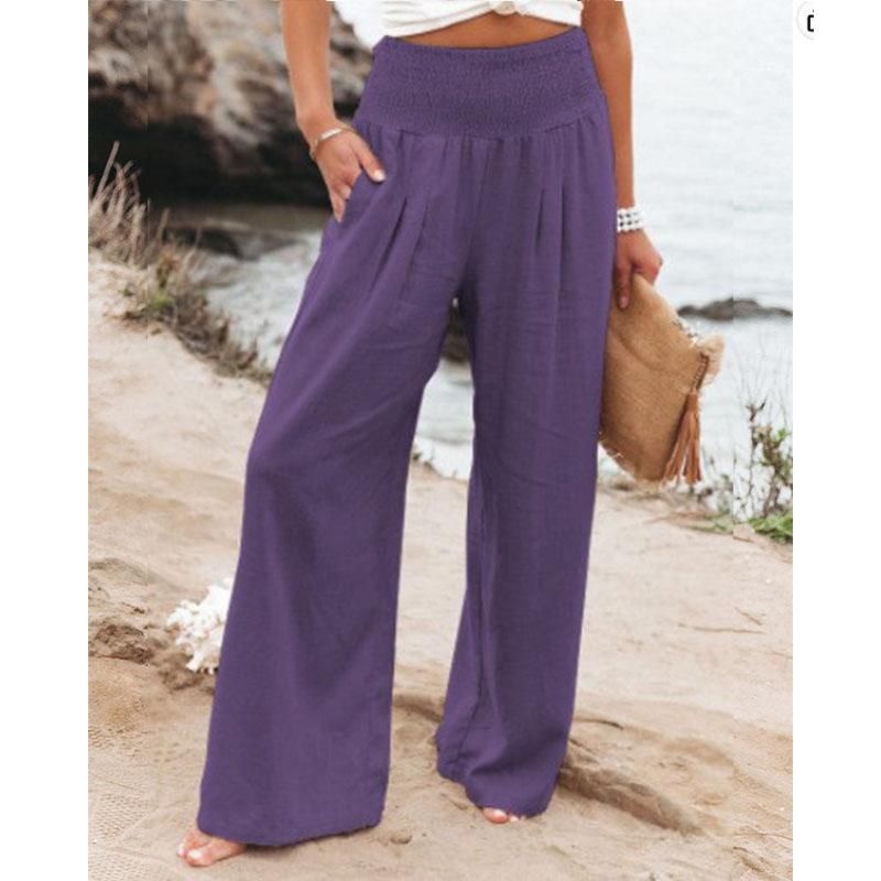 Jarní a letní dámské ležérní kalhoty Široké kalhoty Ležérní vítr Kalhoty do středního pasu