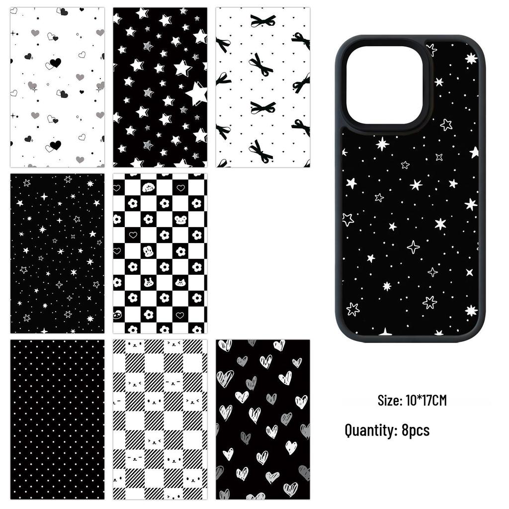 8 Sheets Girly Heart Korean Style Adhesive Phone Card Stickers, Decorative and Waterproof