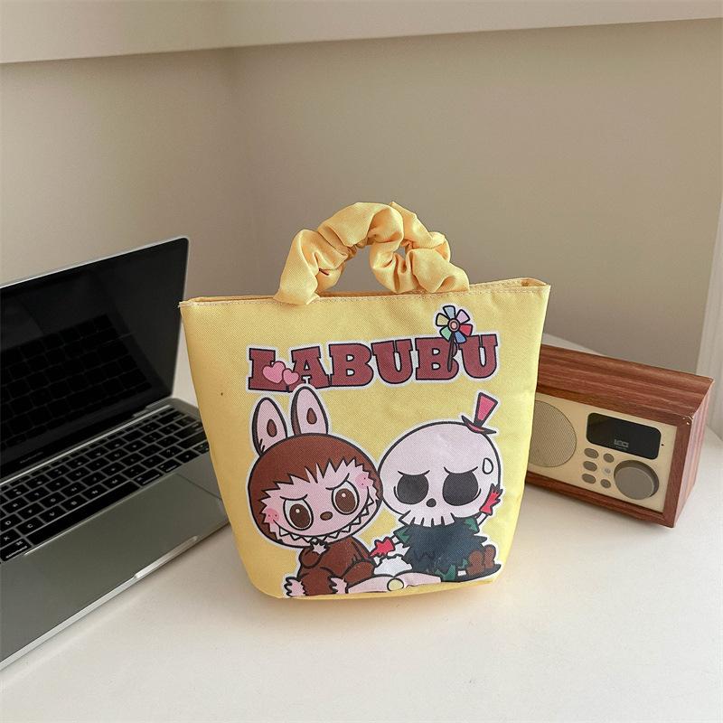 Labubu creative cartoon cute padded handbag Korean version high value ins style portable versatile bucket bag KTY