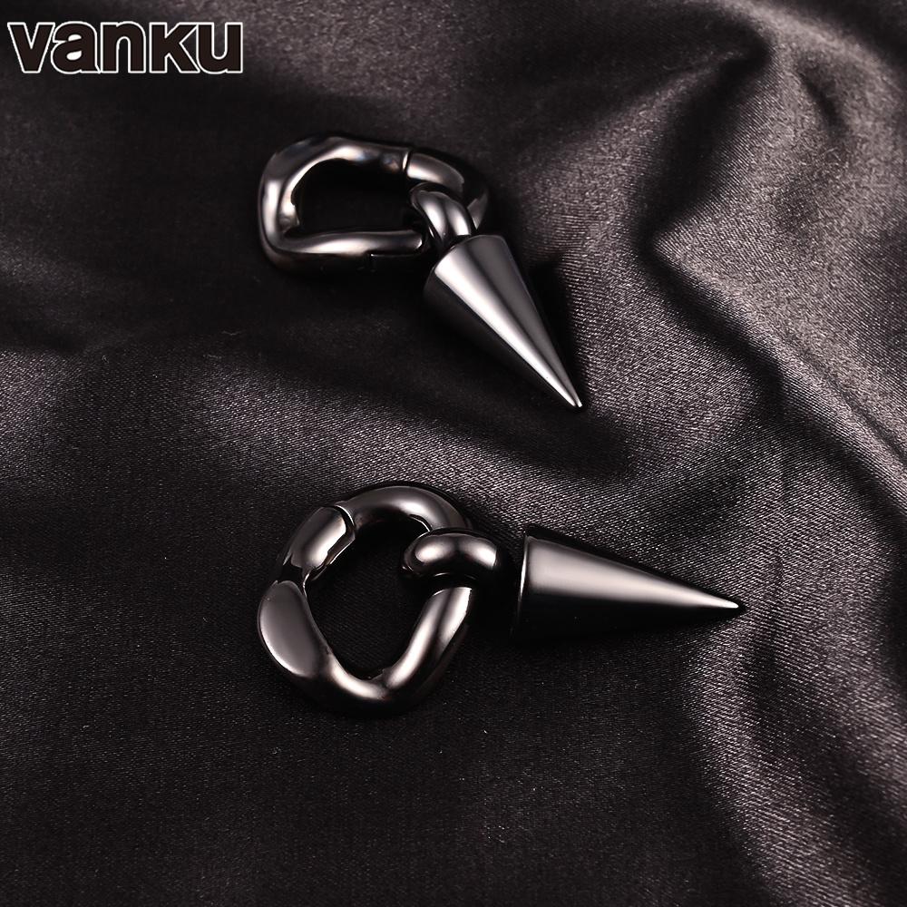 Vanku 2pcs 6mm New Stainless Steel Magnets Ear Weight Piercing Earring Hanger Gauges Body Jewelry Expanders Stretchers