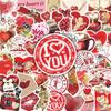 50 Valentine's Day Heart-Shaped Retro Sticker Sheets for Journals, Phones, and Water Cups