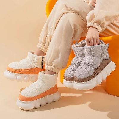 Chunky High Heels 5 cm frauen Stiefeletten Winter Plattform Weiche Weibliche Baumwolle Schuhe Im Freien Wasserdichte Nicht-slip frau Schnee Stiefel
