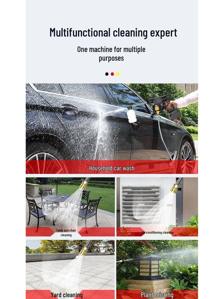 Cordless High-Pressure Portable Car Washer - Lithium Battery Powered Cleaning Tool