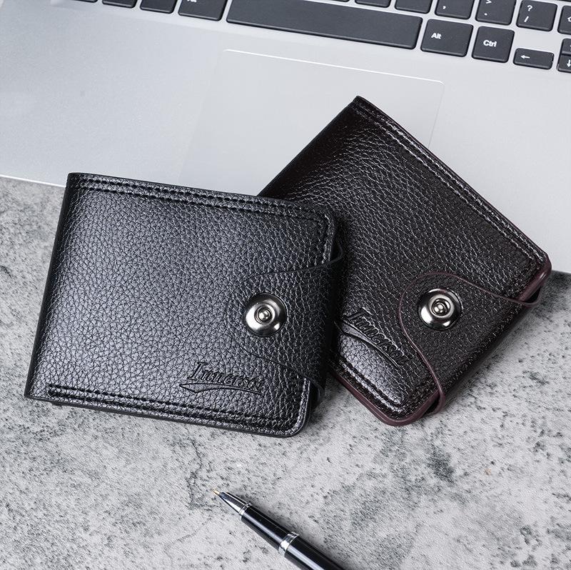 Men's Casual Multi-Card Short Wallet with Coin Purse and Double-Line Card Holder