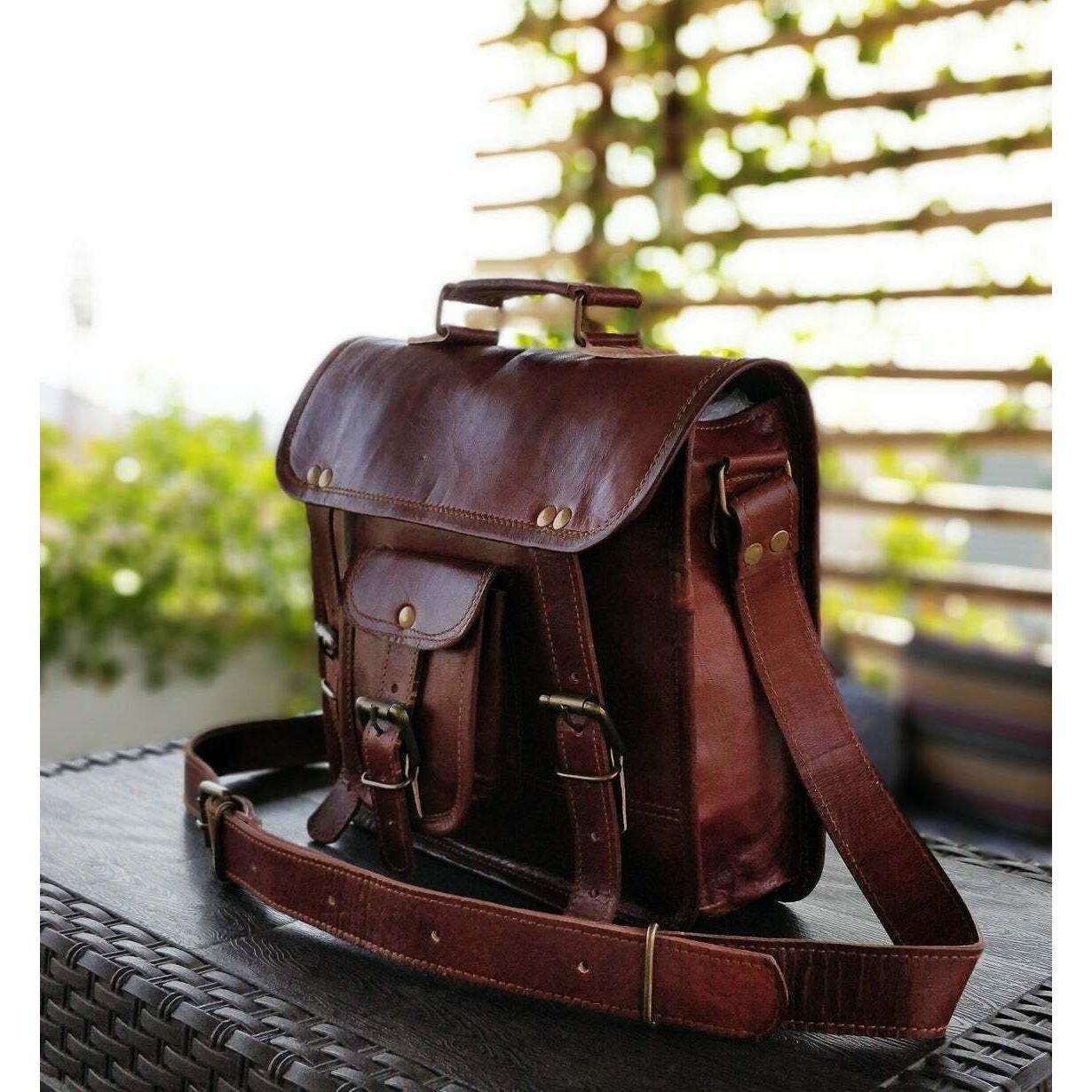 Новая винтажная коричневая сумка через плечо из натуральной козьей кожи — фото 2